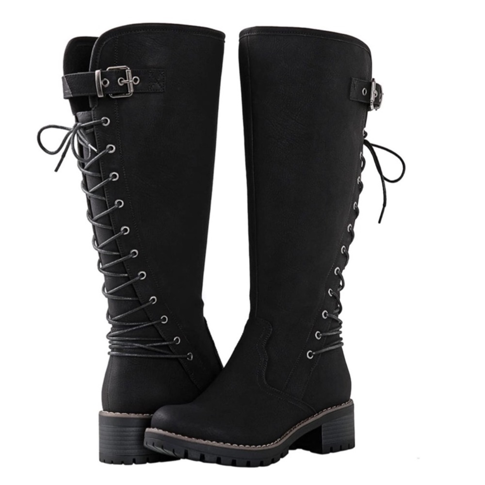 Lace Up Back Knee High Fashion Boots
